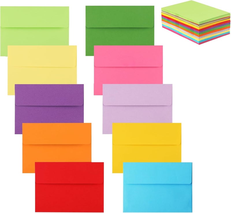 Granhoolm 100 Pack A7 Invitation Envelopes 5.25 x 7 .25 For 5x7 Cards - Peel & Press,Ideal for Invitations,Weddings,Parties,Greeting Cards,Photos(Multicolor) - Image 1